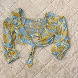 Floral Blue and Yellow Women's Top